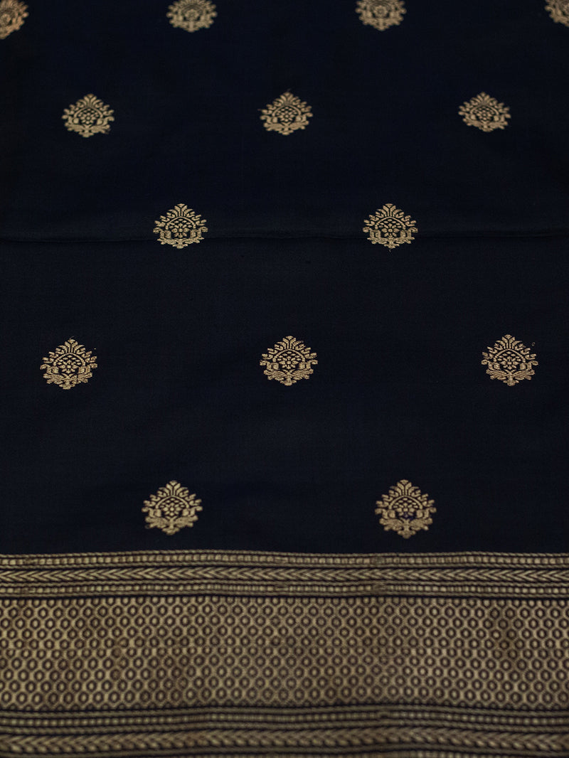 Handwoven Ink Blue Banarasi Katan Silk Suit