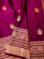 Handwoven Magenta Banarasi Crep Katan Soft Silk Saree