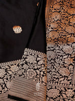 Handwoven Black Banarasi Crep Katan Soft Silk Saree