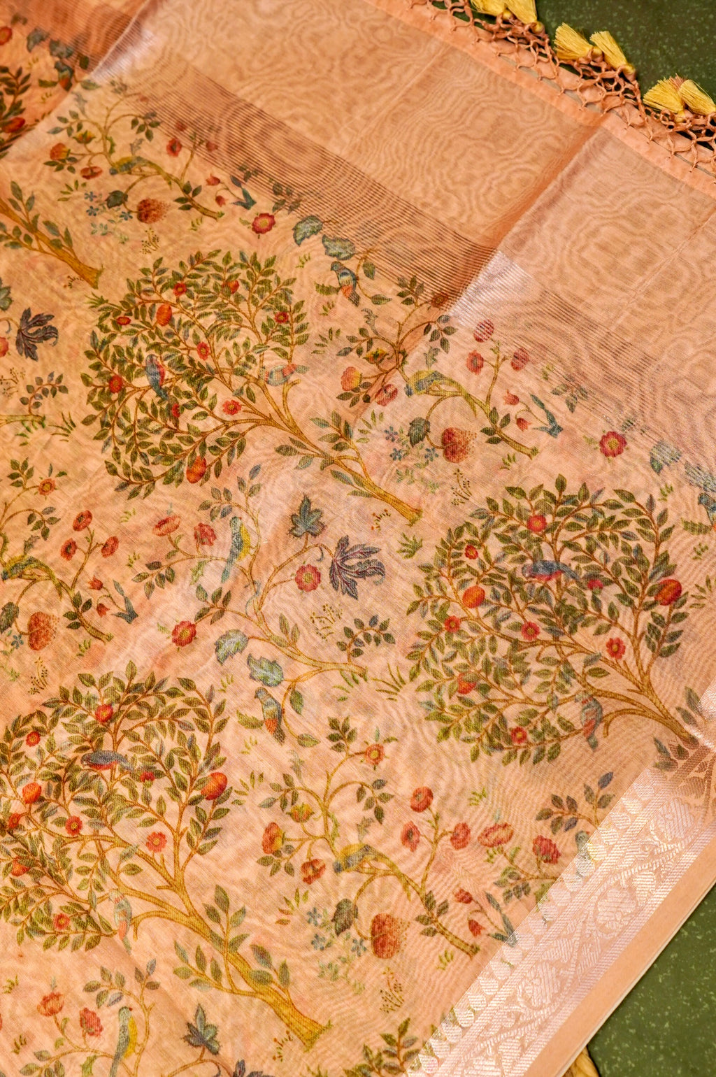 Designer Pastel Orange Chanderi Silk Suit