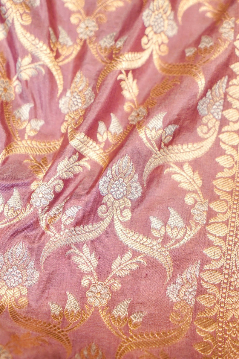 Handwoven Mauve Banarasi Katan Silk Saree