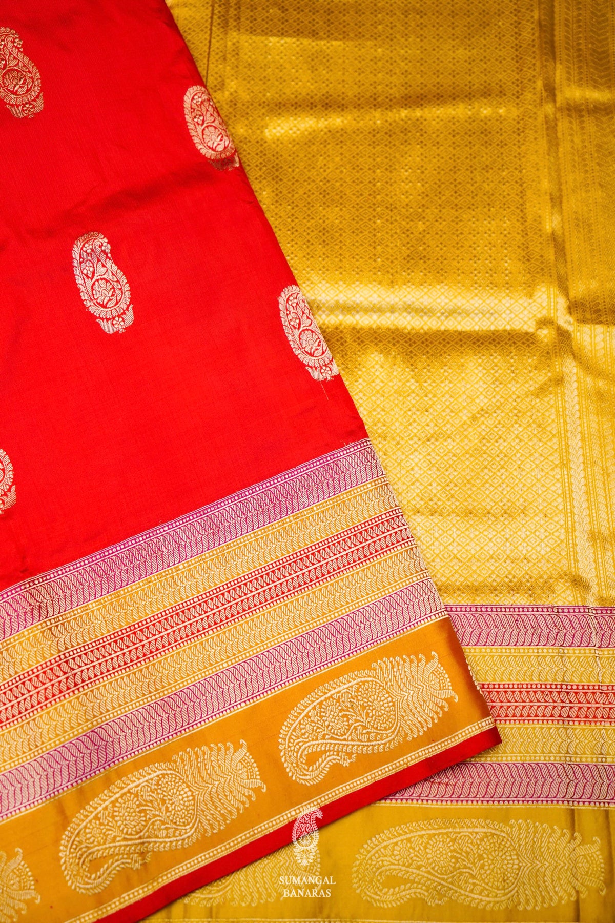 Handwoven Red Banarasi Katan Silk Saree