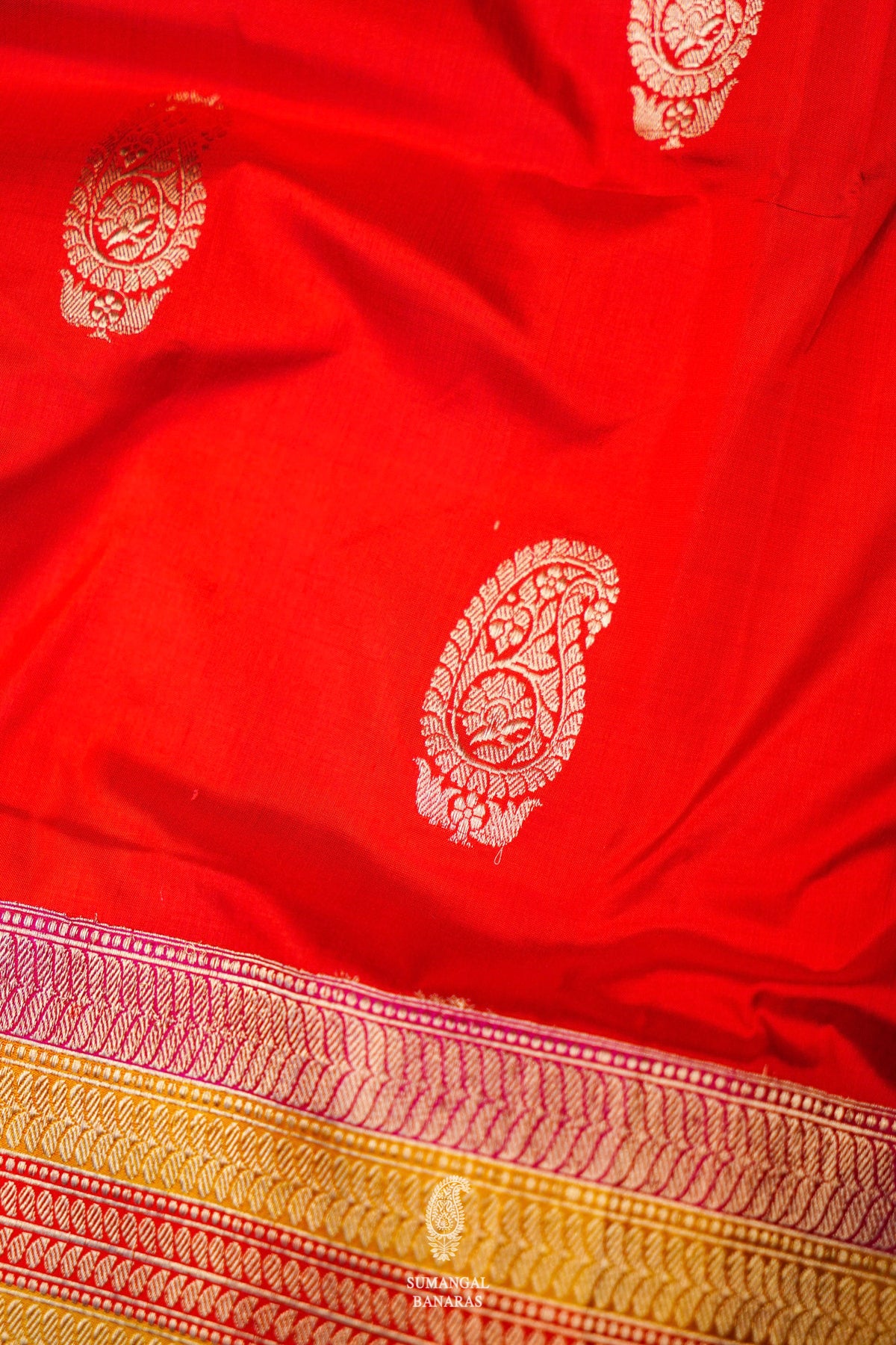 Handwoven Red Banarasi Katan Silk Saree