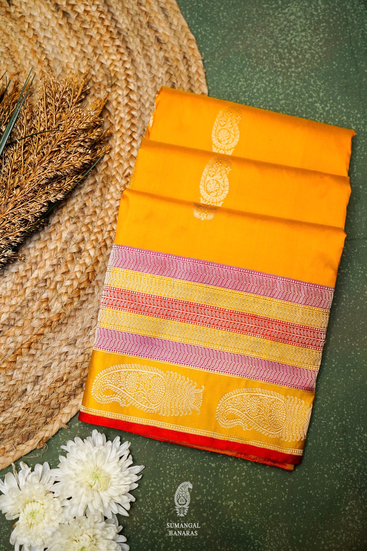 Handwoven Yellow Banarasi Katan Silk Saree