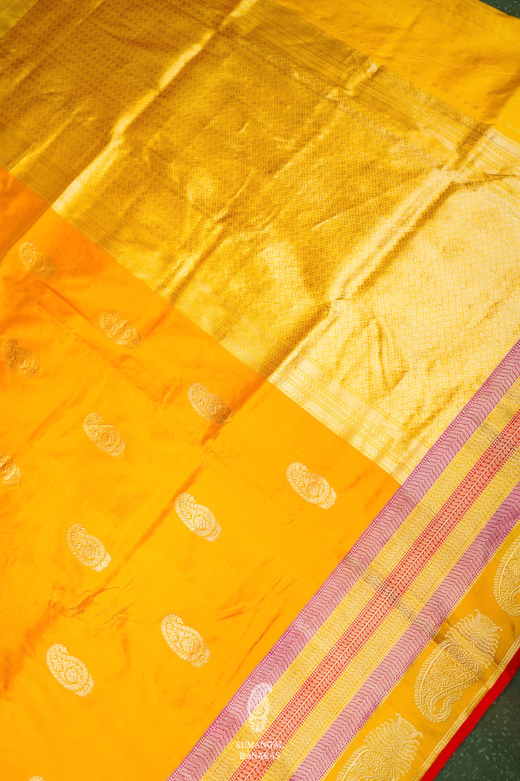 Handwoven Yellow Banarasi Katan Silk Saree