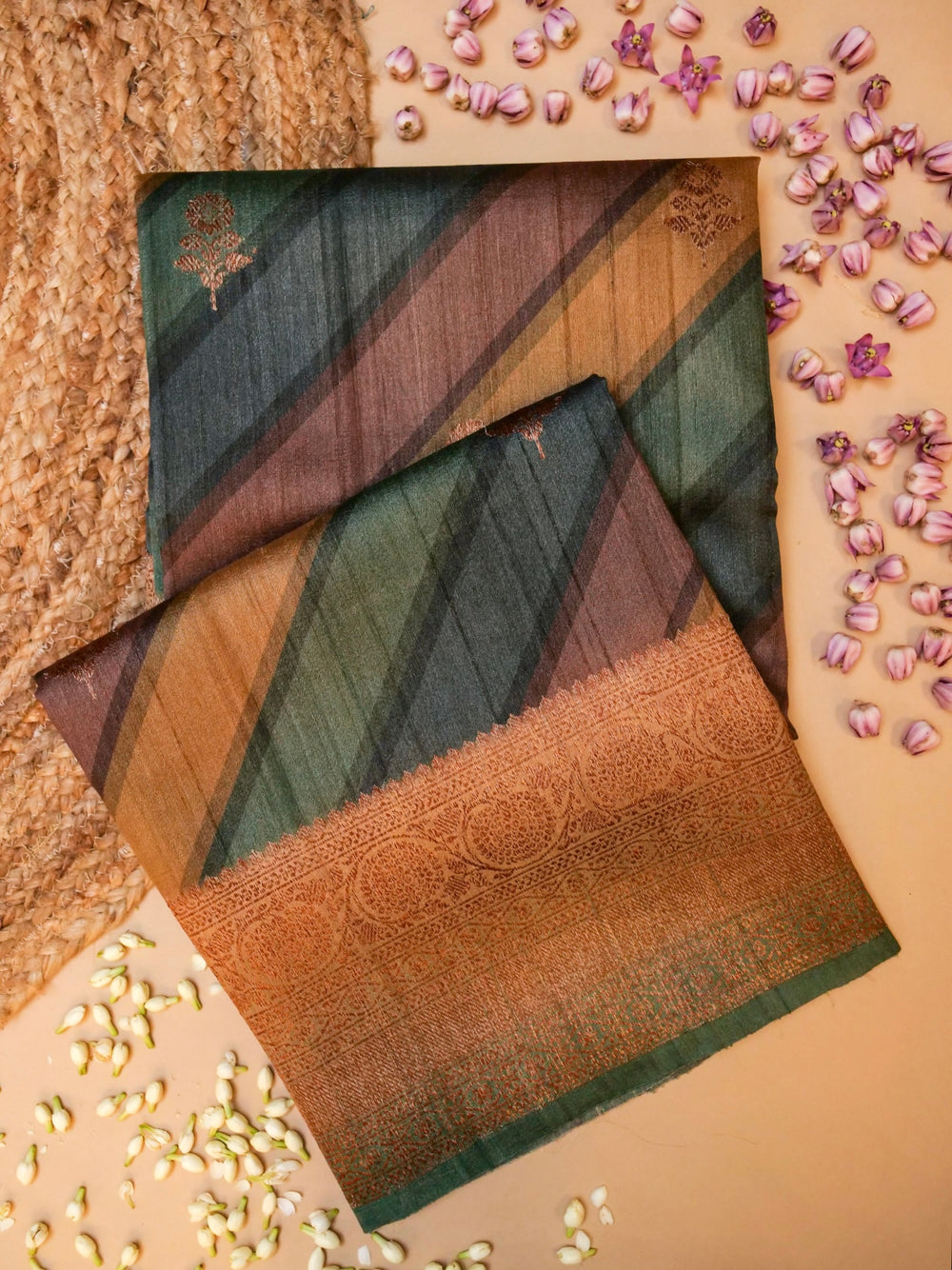 Handwoven Multi Color Banarasi Tussar Silk Saree