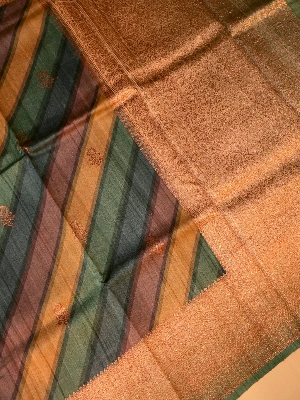 Handwoven Multi Color Banarasi Tussar Silk Saree