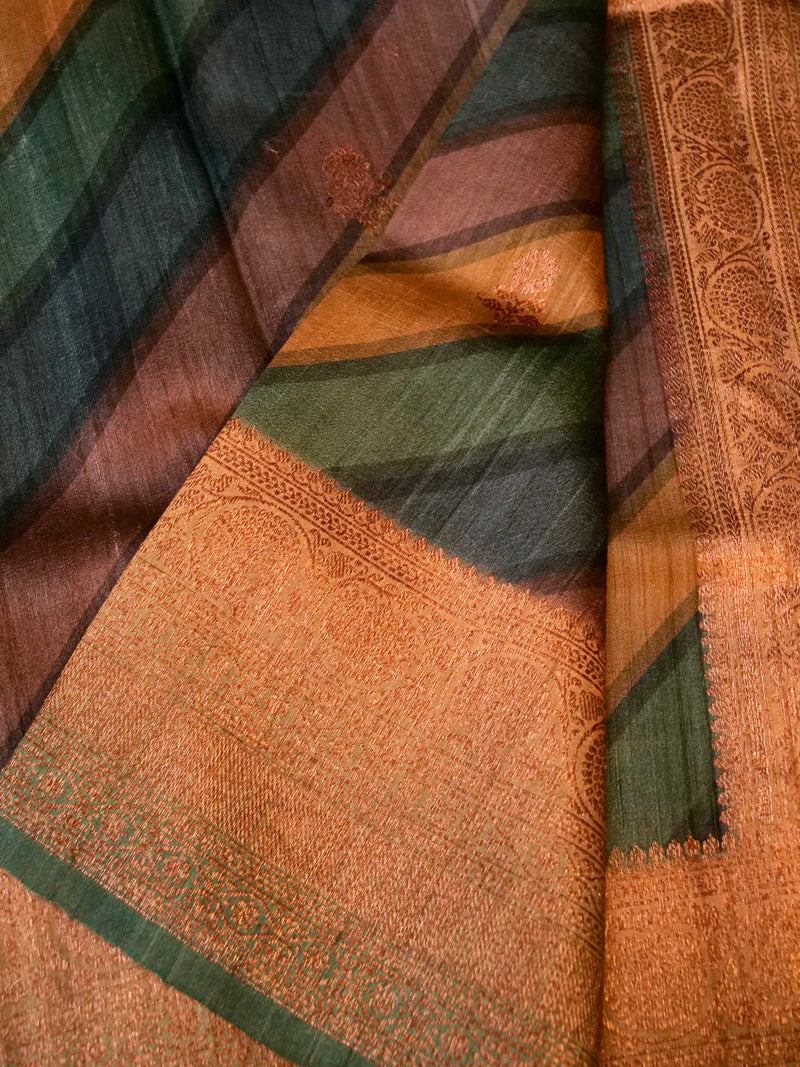 Handwoven Multi Color Banarasi Tussar Silk Saree