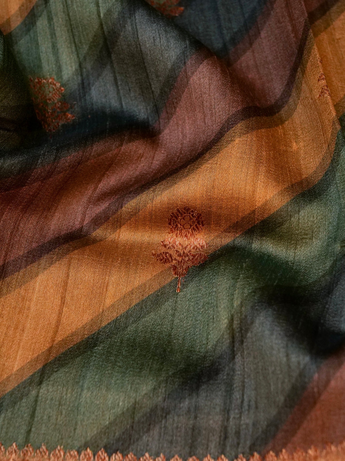 Handwoven Multi Color Banarasi Tussar Silk Saree