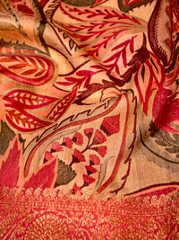 Handwoven Beige Banarasi Tussar Silk Saree