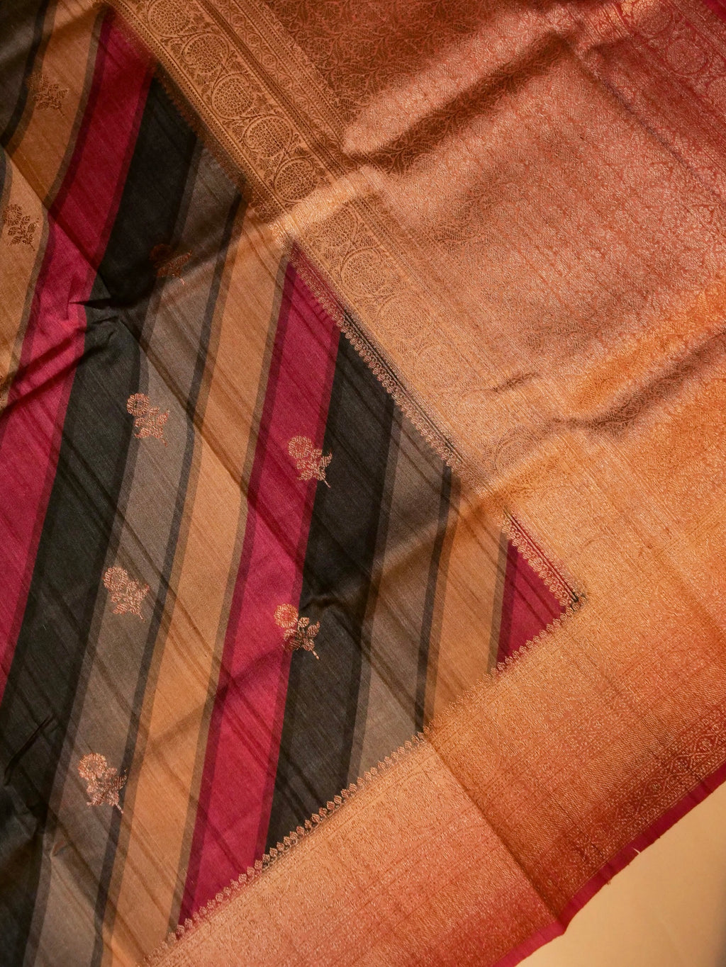 Handwoven Multi Color Banarasi Tussar Silk Saree