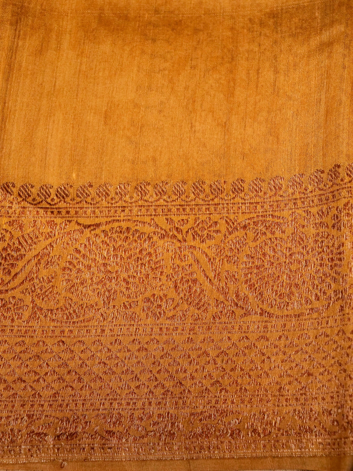 Handwoven Yellow Banarasi Tussar Silk Saree