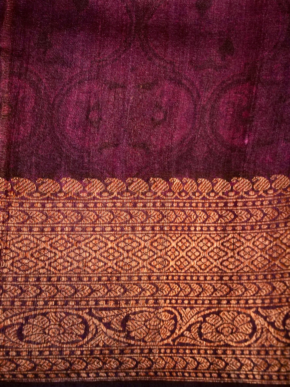 Handwoven Magenta Banarasi Tussar Silk Saree