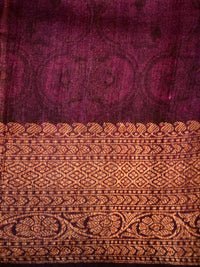 Handwoven Magenta Banarasi Tussar Silk Saree