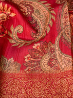 Handwoven Red Banarasi Tussar Silk Saree