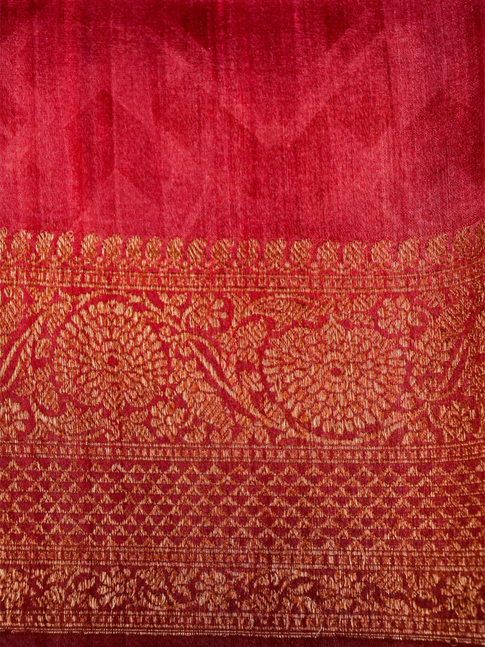 Handwoven Red Banarasi Tussar Silk Saree