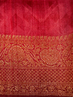 Handwoven Red Banarasi Tussar Silk Saree