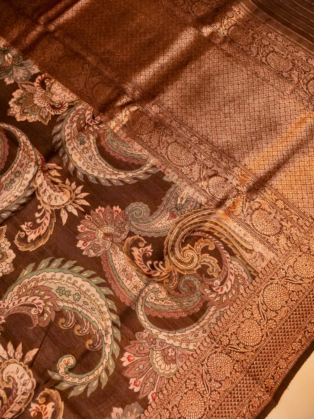 Handwoven Coffee Brown Banarasi Tussar Silk Saree