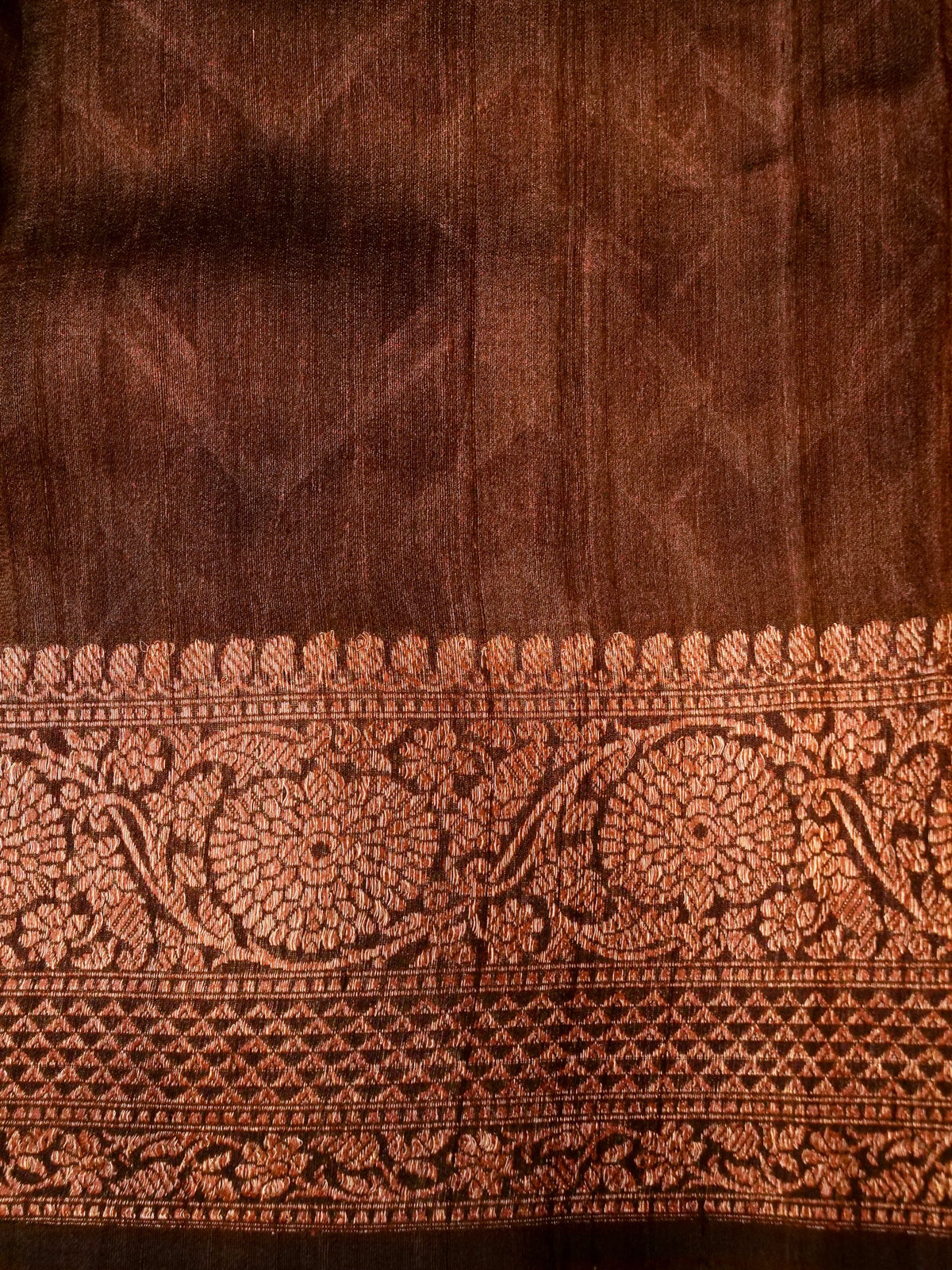 Handwoven Coffee Brown Banarasi Tussar Silk Saree