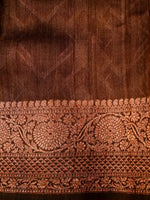 Handwoven Coffee Brown Banarasi Tussar Silk Saree