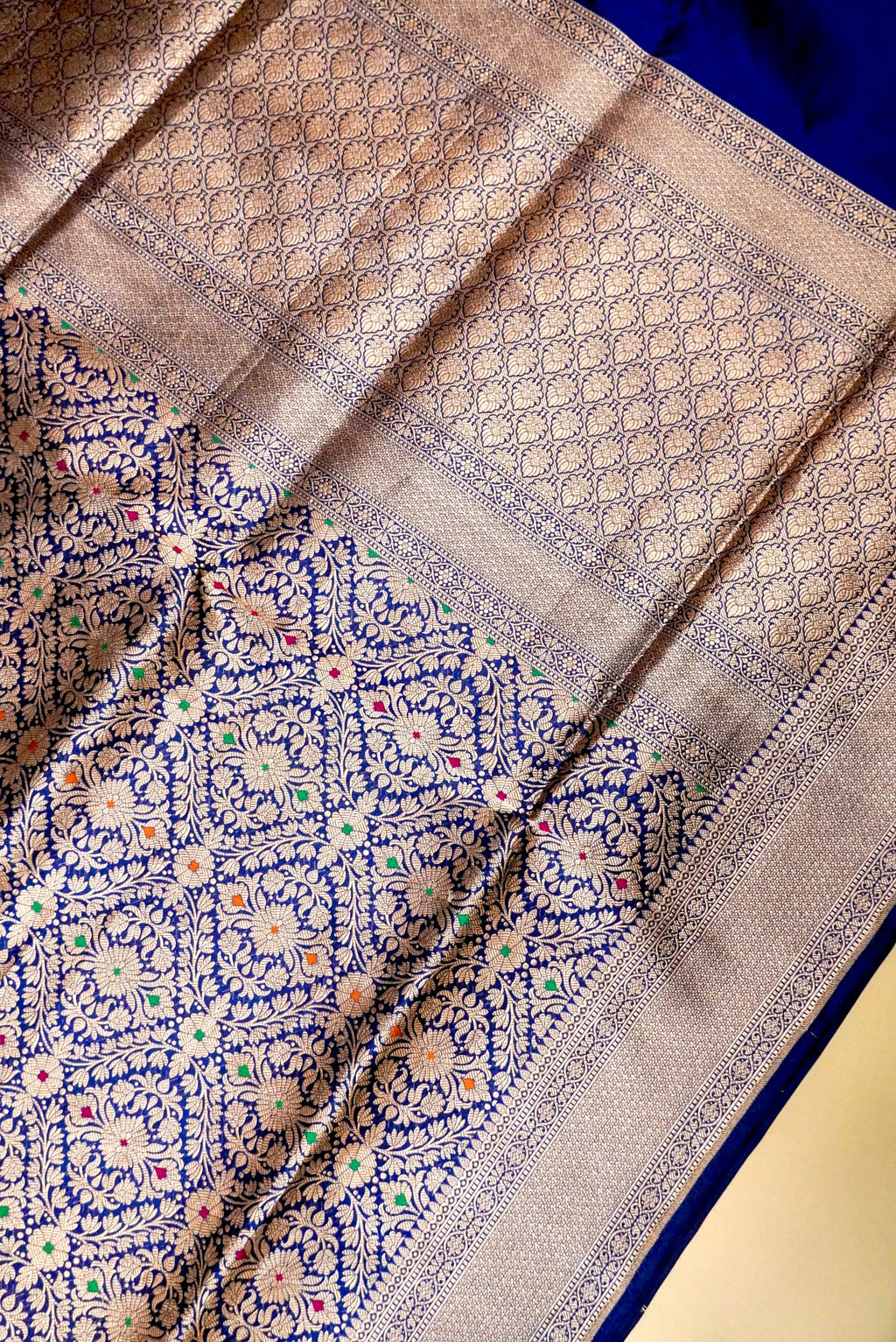 Handwoven Blue Banarasi Katan Silk Saree