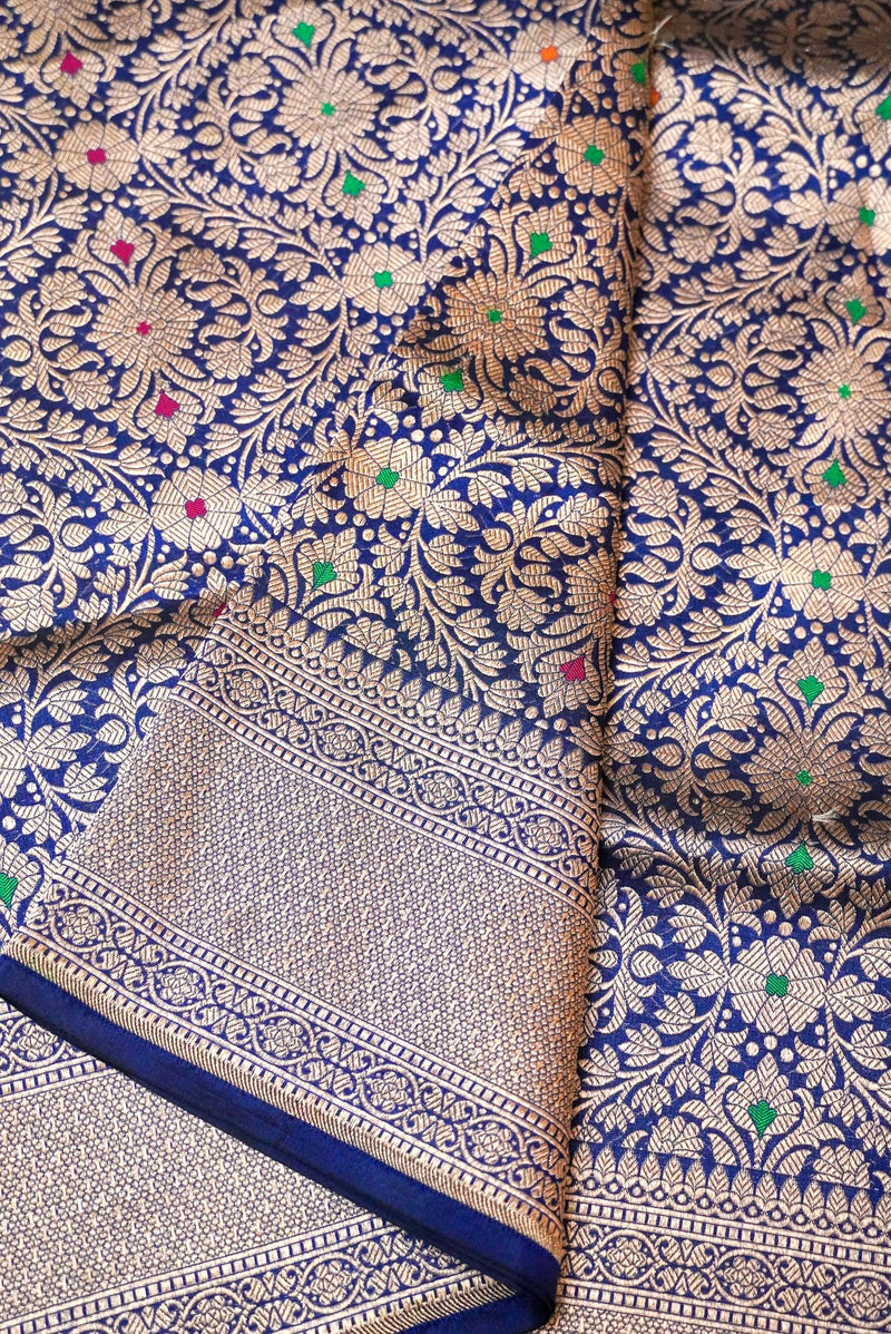 Handwoven Blue Banarasi Katan Silk Saree