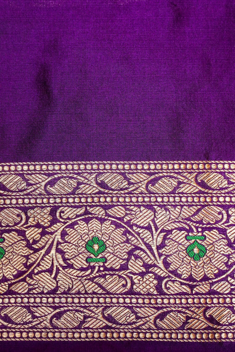 Handwoven Purple Banarasi Meenakari Katan Silk Saree