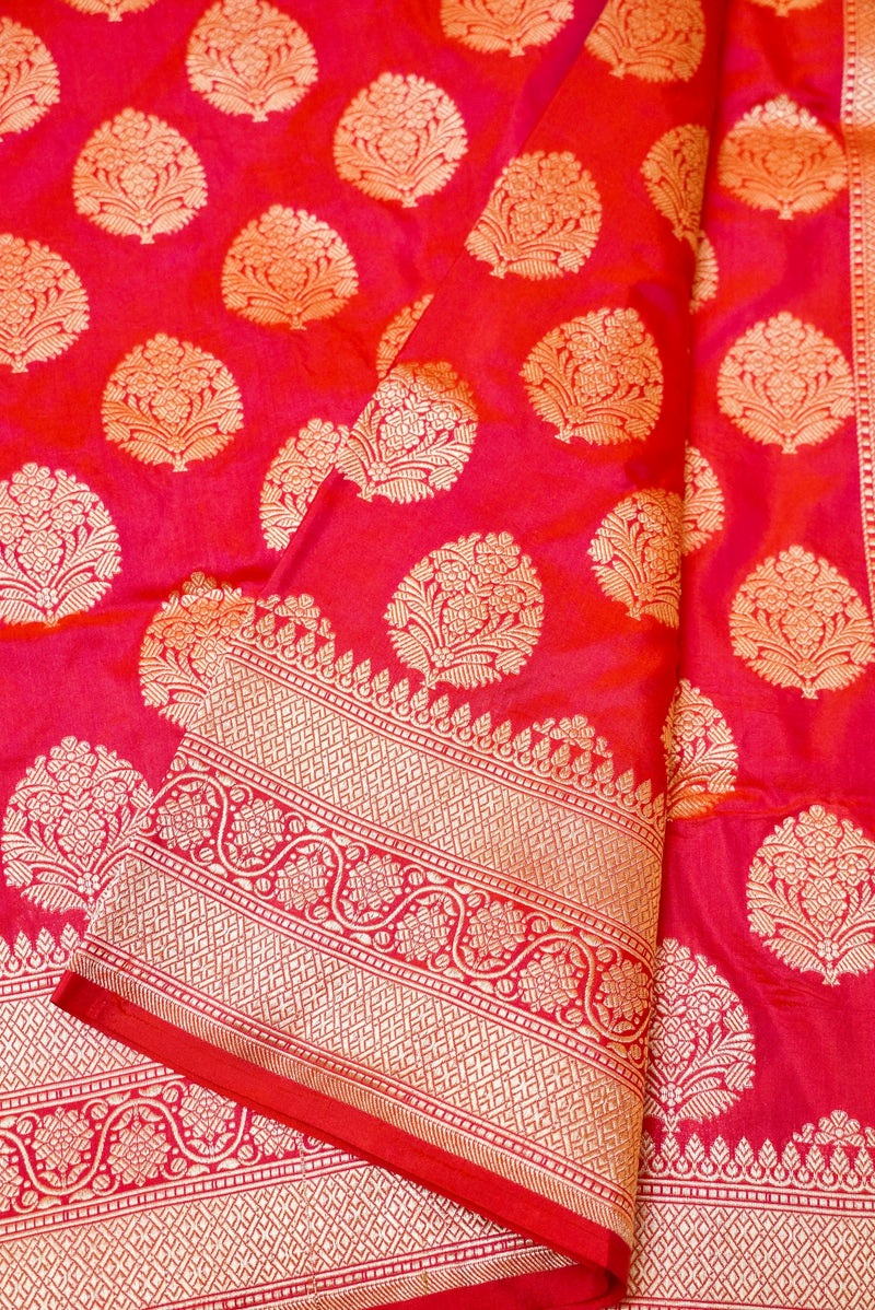 Handwoven Red Banarasi  Katan Silk Saree