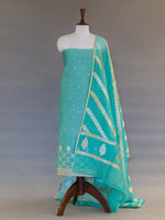 Handwoven Aqua Blue Banarasi Moonga Silk Suit