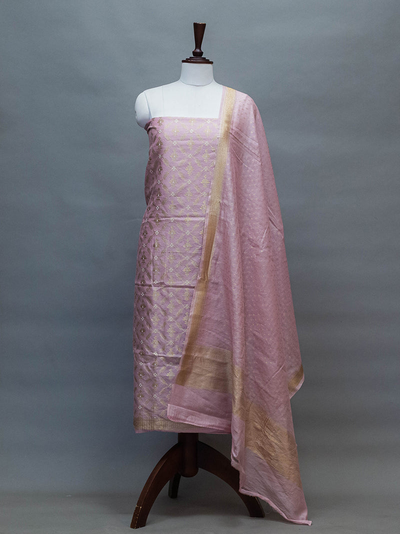 Handwoven Mauve Banarasi Moonga Silk Suit