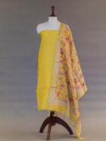 Handwoven Yellow Banarasi Moonga Silk Suit