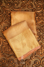 Handwoven Banarsi Rose Gold Tissue Silk Saree