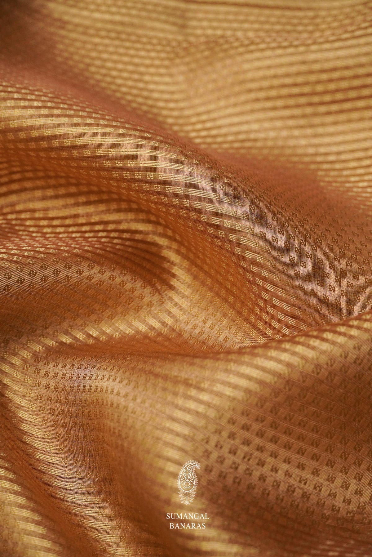 Handwoven Banarsi Rose Gold Tissue Silk Saree