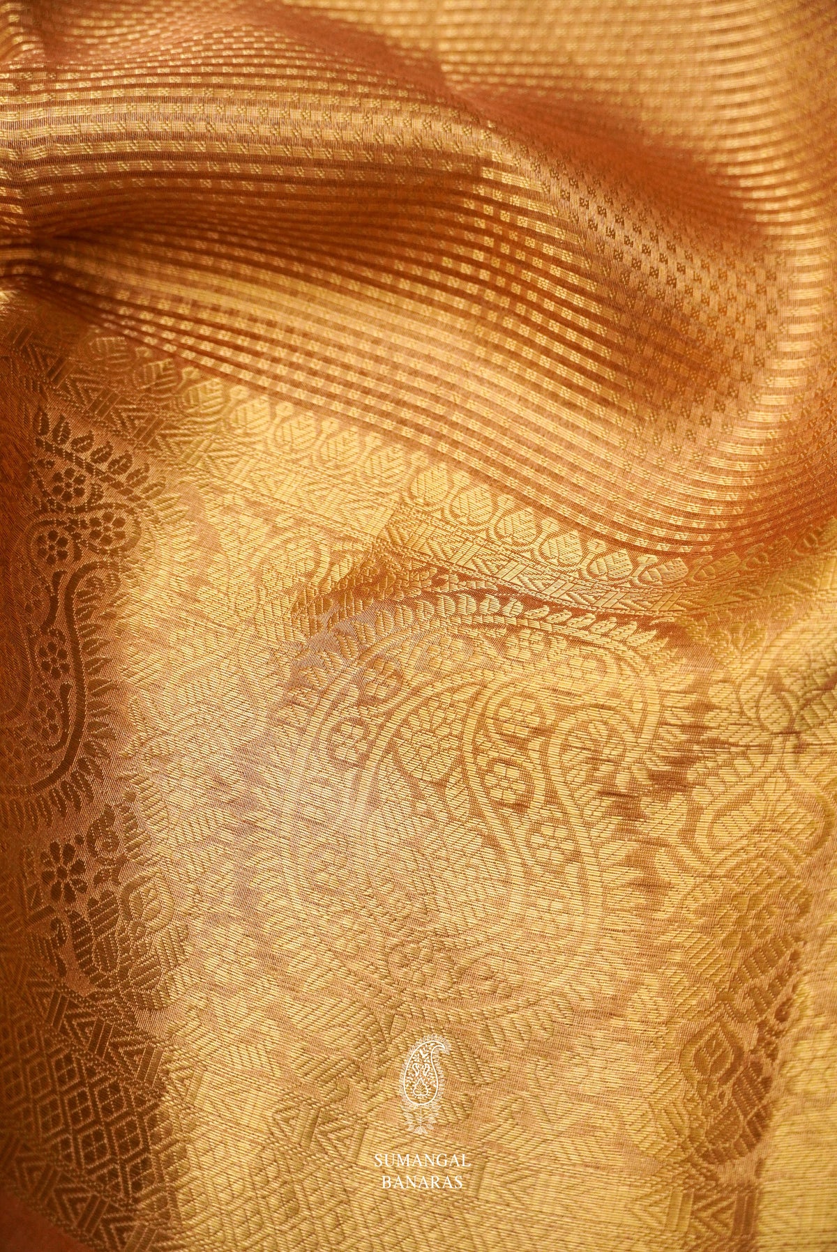 Handwoven Banarsi Rose Gold Tissue Silk Saree