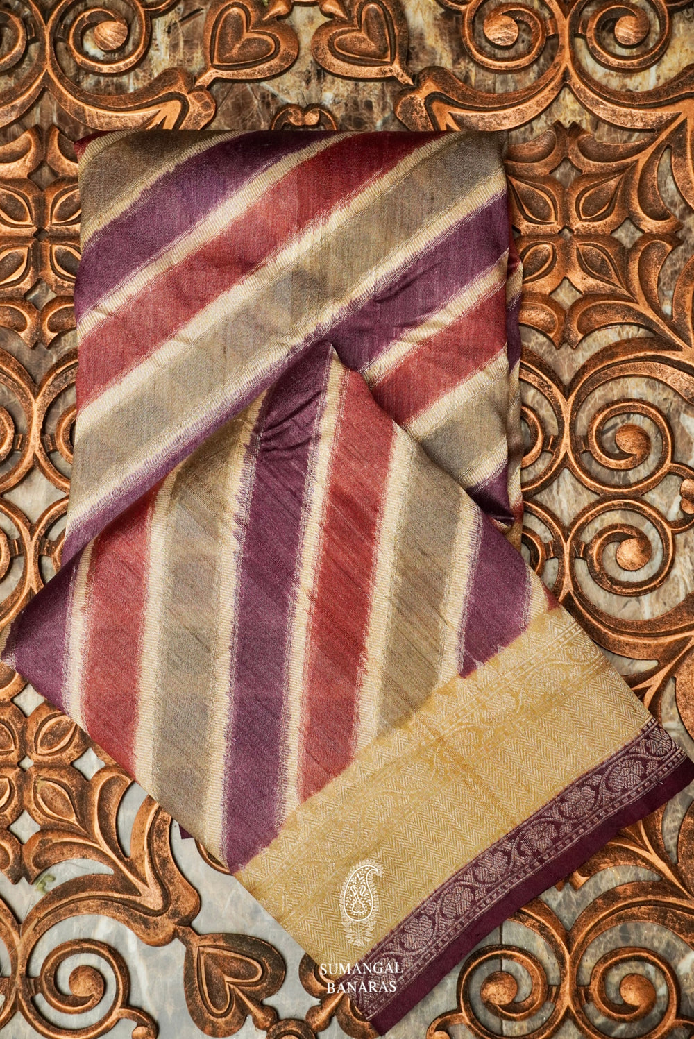 Handwoven Rangkat Banarasi Tussar Silk Saree