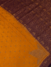 Handwoven Yellow Banarasi Crepe Silk Saree