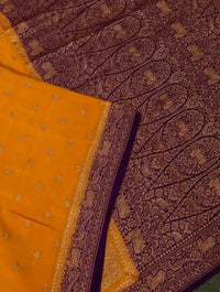 Handwoven Yellow Banarasi Crepe Silk Saree