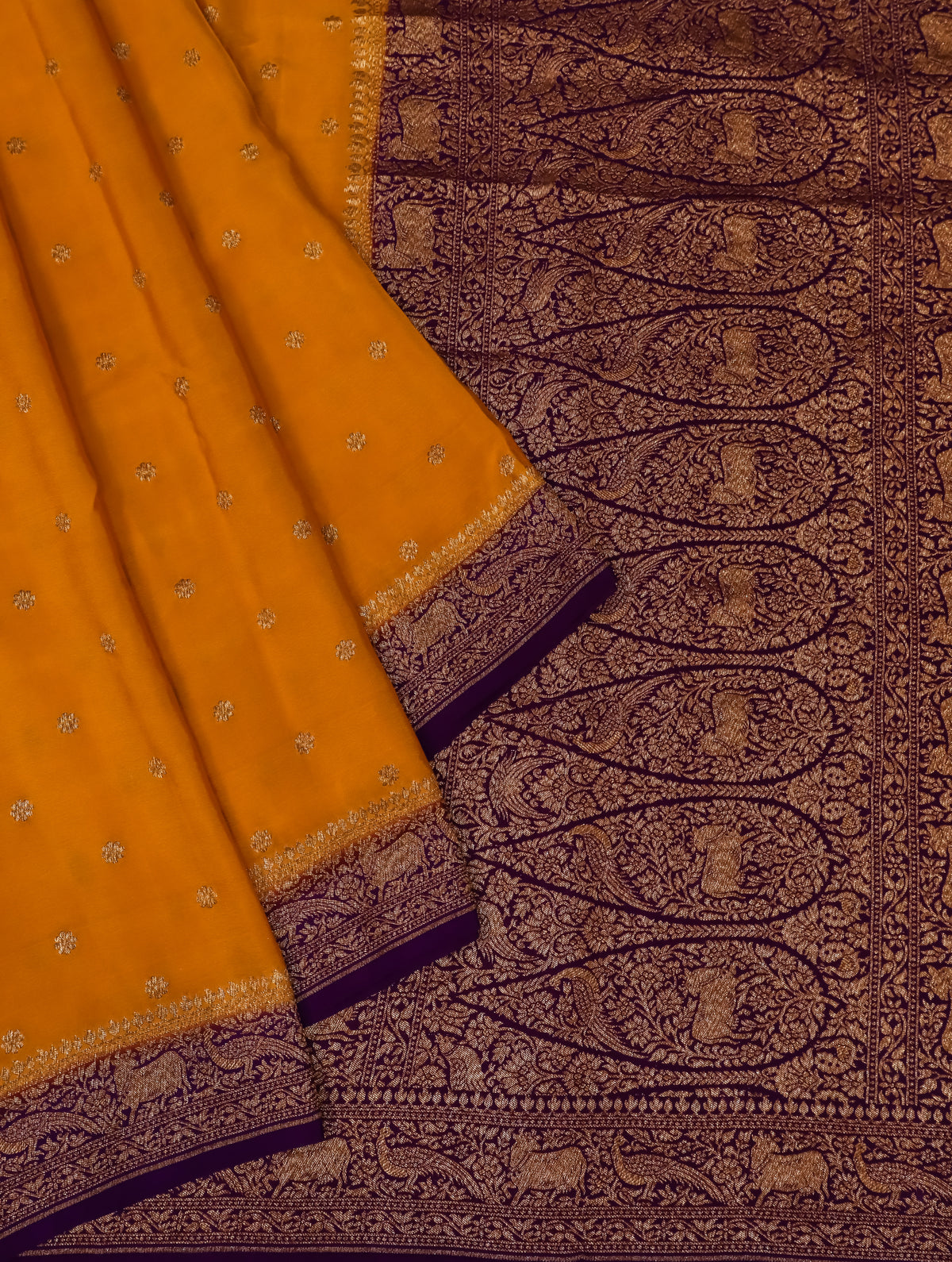 Handwoven Yellow Banarasi Crepe Silk Saree