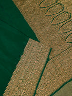 Handwoven Bottle Green Banarasi Crepe Silk Saree