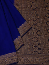 Handwoven Royal Blue Banarasi Crepe Silk Saree