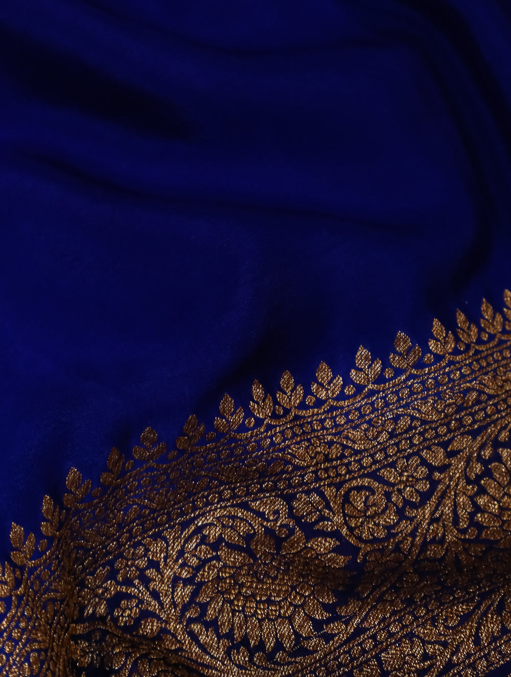 Handwoven Royal Blue Banarasi Crepe Silk Saree