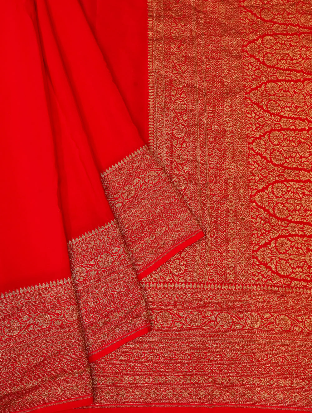 Designer Red Crepe Silk Saree