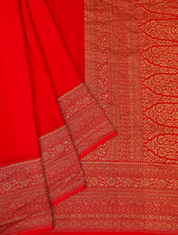 Designer Red Crepe Silk Saree