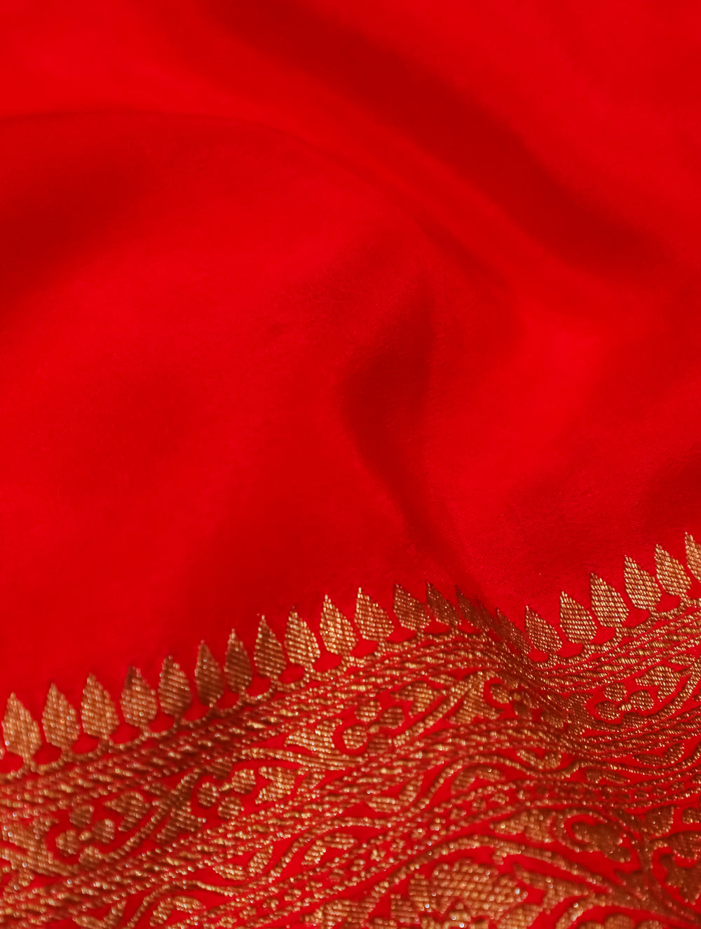 Designer Red Crepe Silk Saree