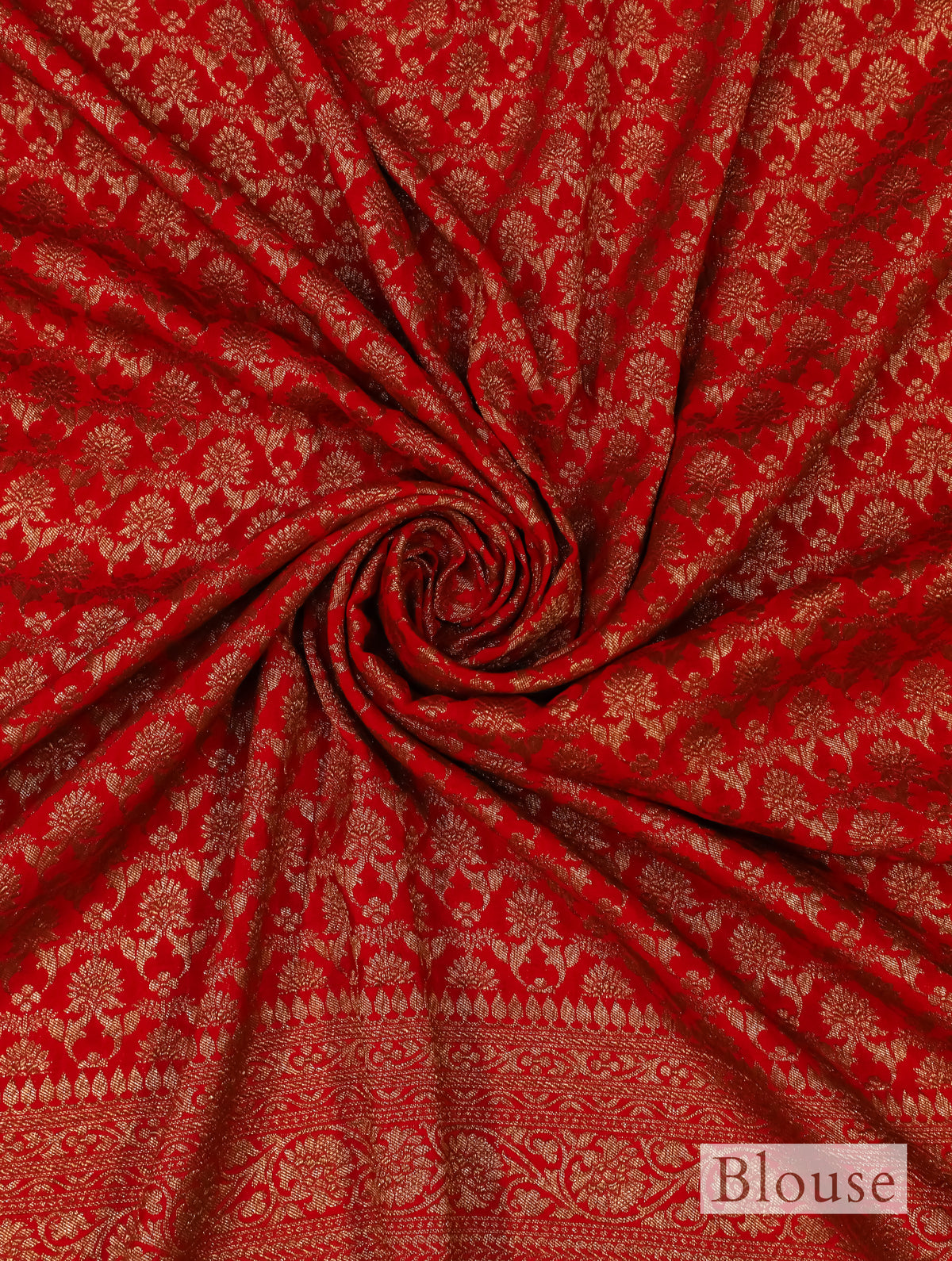 Designer Red Crepe Silk Saree