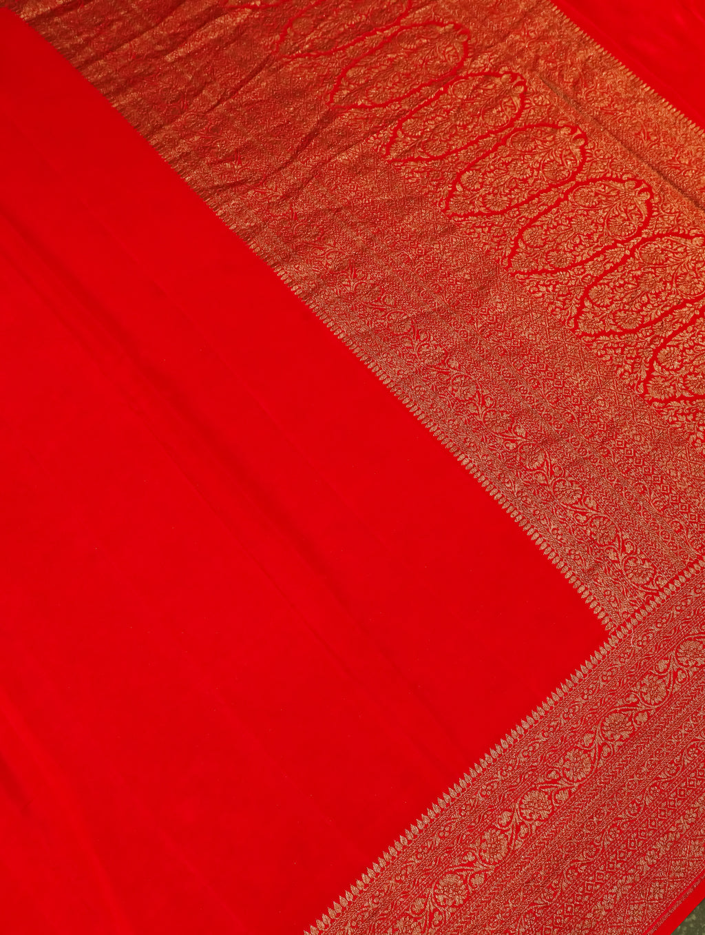 Designer Red Crepe Silk Saree