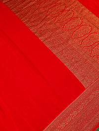 Designer Red Crepe Silk Saree