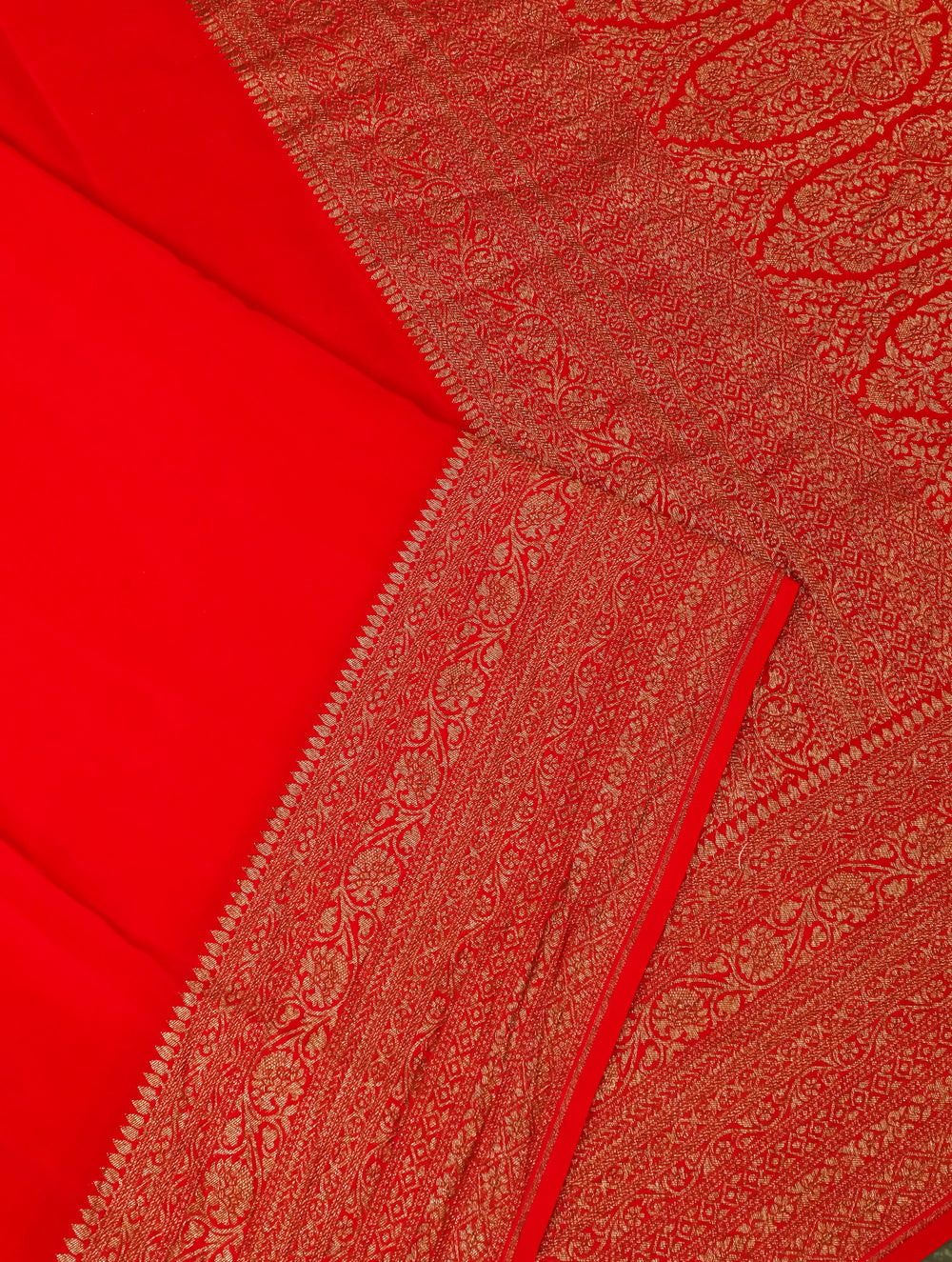 Designer Red Crepe Silk Saree