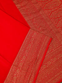 Designer Red Crepe Silk Saree