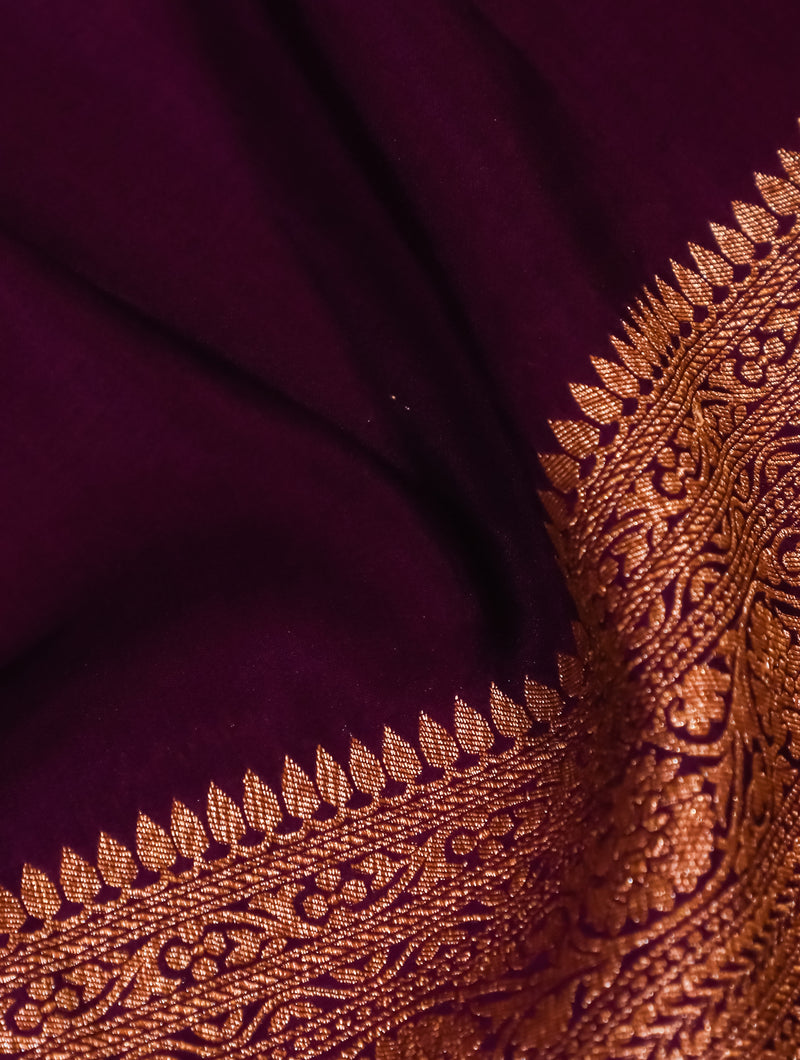 Handwoven Purple Banarasi Crepe Silk Saree